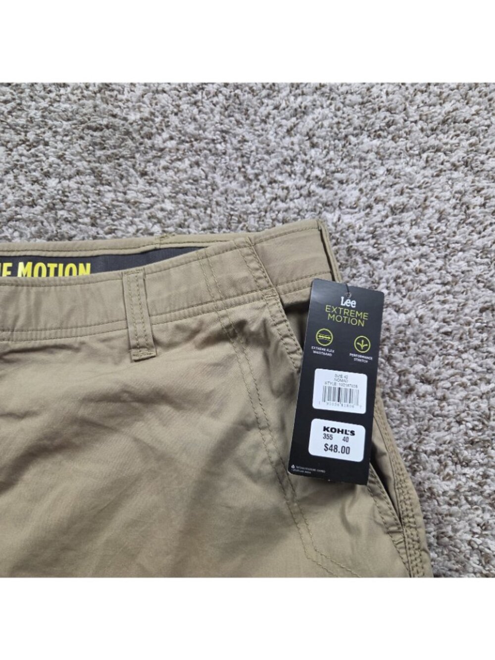 Lee Extreme Motion Cargo Shorts Mens 42 Beige Tags - Picture 2 of 6